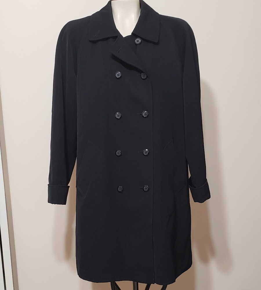 trench coat, black double-breasted lined